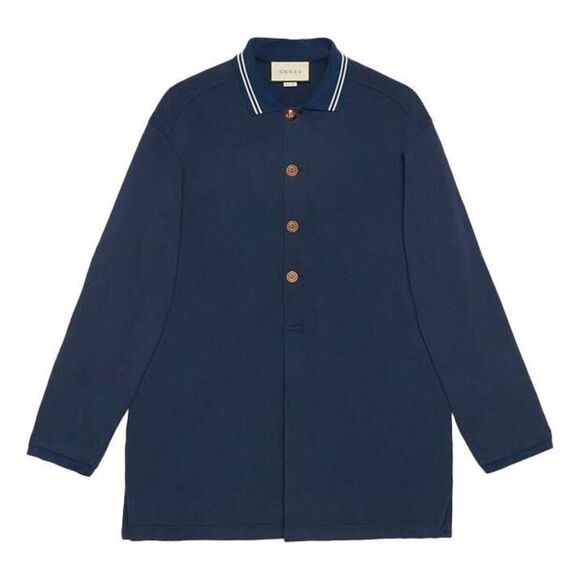 Gucci Men's SS21 Long Sleeves Autumn Blue Polo Shirt 573268 XXL NWT - Picture 2 of 14